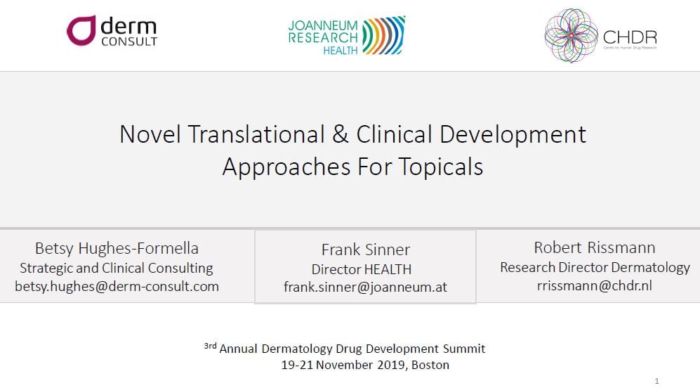 Novel Translational & Clinical Development Approaches For Topicals Presentation Front Cover
